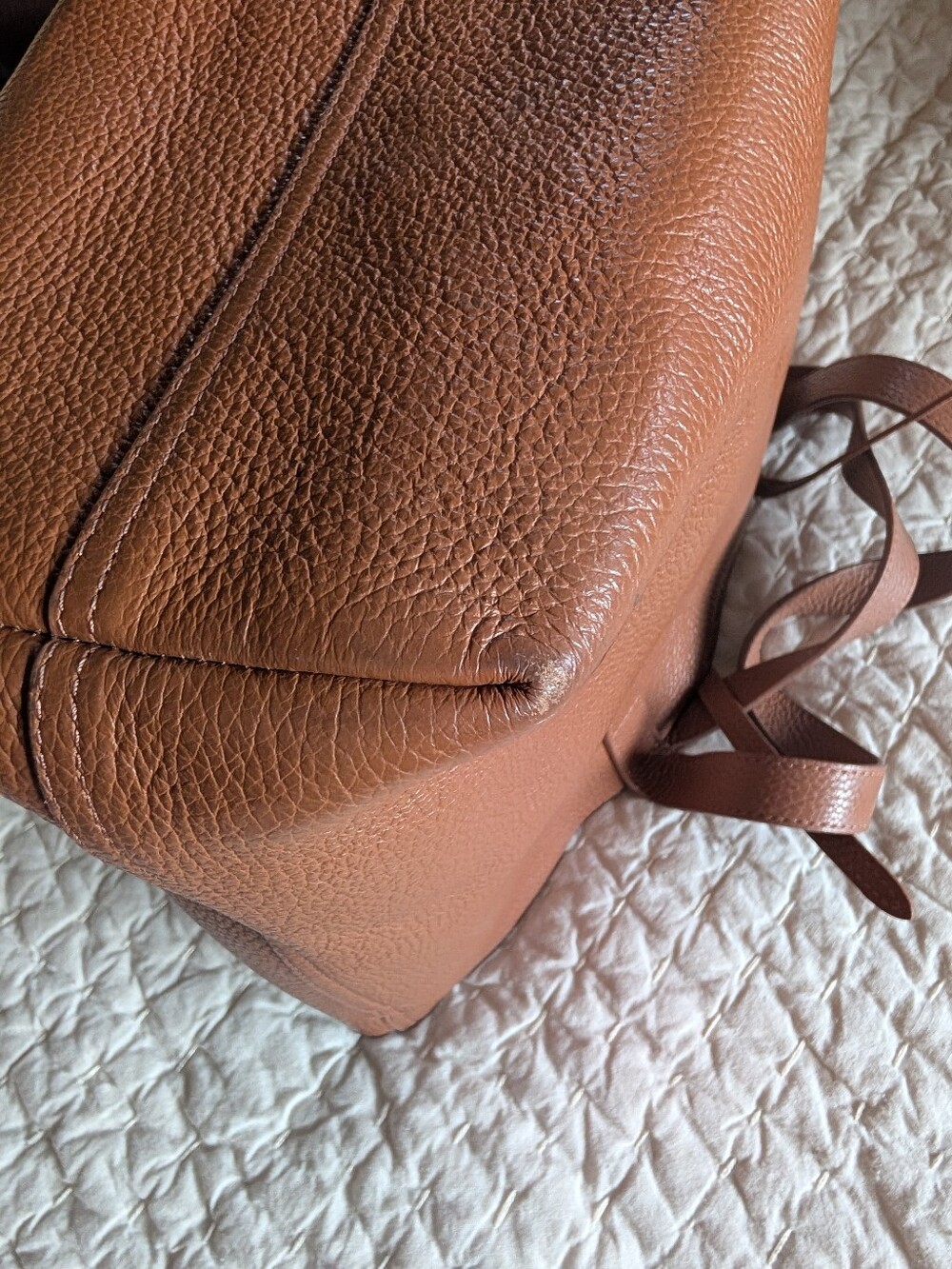 Cuyana Brown Leather Tote Bag - Classic Structured Tote - Picture 4 of 10